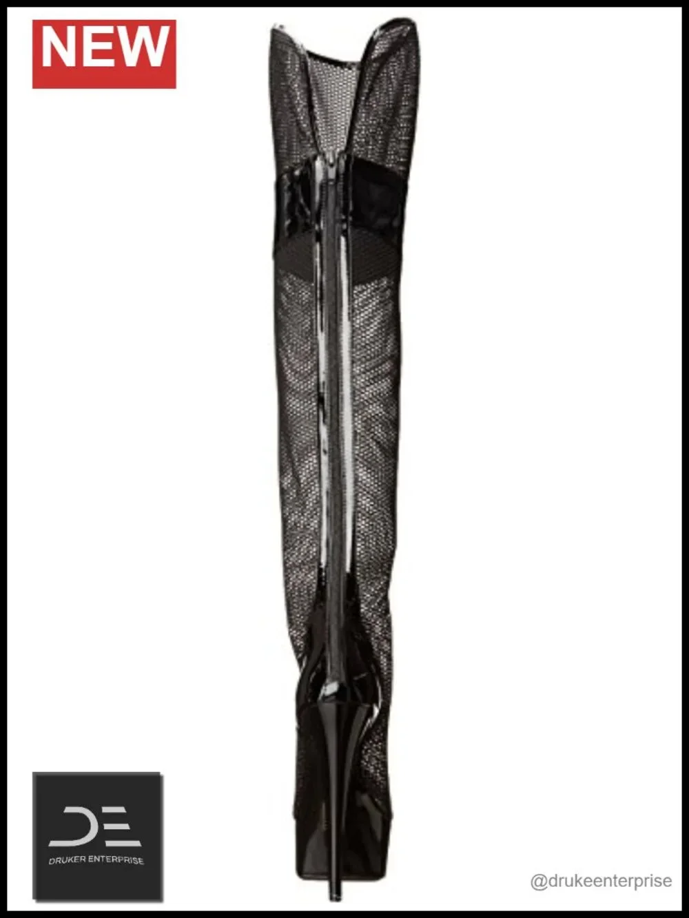 Fishnet Thigh-High Peep Toe Platform Stiletto Boots with Glitter